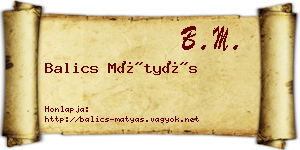 Balics Mátyás névjegykártya