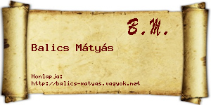 Balics Mátyás névjegykártya